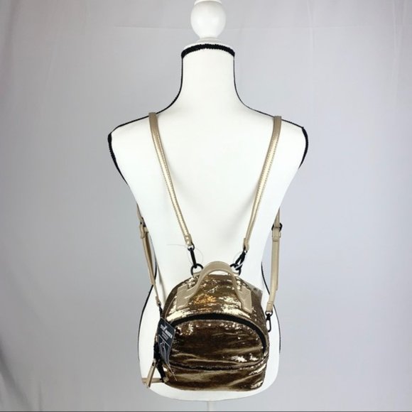 Steve Madden Handbags - STEVE MADDEN Tiara gold sequined mini backpack